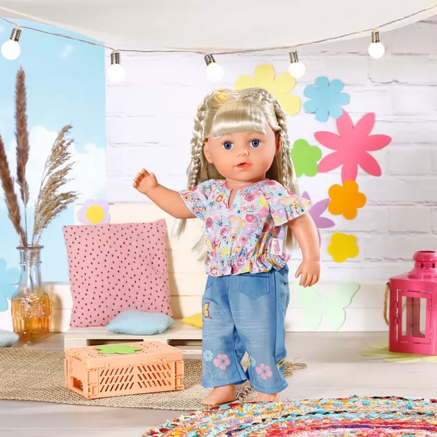 Одежда для куклы Baby Born - Цветочный джинс