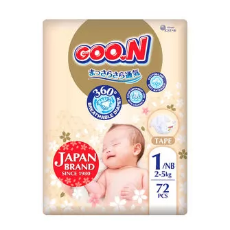 Подгузники Goo.N Premium Soft для младенцев (размер 1(NB), до 5 кг, 72 шт)