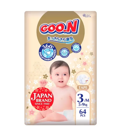 Подгузники Goo.N Premium Soft для детей (размер 3(M), 5-9 кг, 64 шт) - F1010101-154_1.jpg - № 1