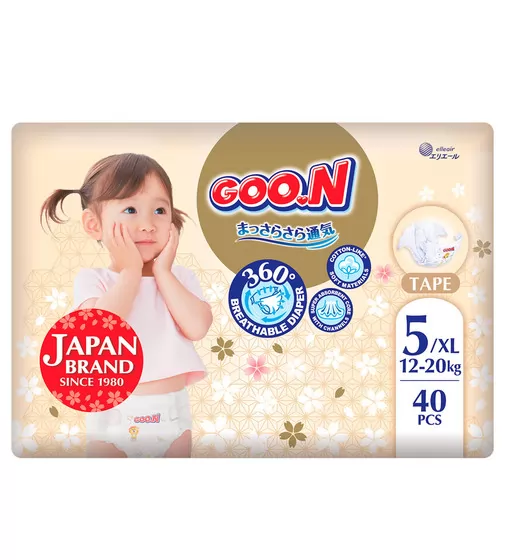 Подгузники Goo.N Premium Soft для детей (размер 5(XL), 12-20 кг, 40 шт.) - F1010101-150_1.jpg - № 1