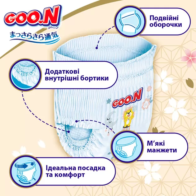 Трусики-подгузники Goo.N Premium Soft (размер 7(3XL), 18-30 кг, 22 шт)