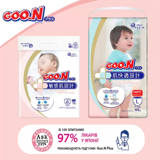 Подгузники Goo.N Plus для детей (размер 3(M), 6-11 кг, 56 шт)