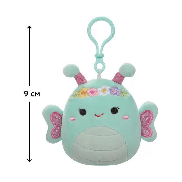 Мягкая игрушка на клипсе Squishmallows- Бабочка Рейна (9 cm)