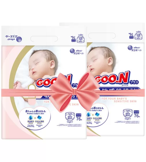 Подгузники Goo.N Plus для новорожденных (размер 1(NB), до 5 кг, 152 шт) - 21000626-2_1.jpg - № 1