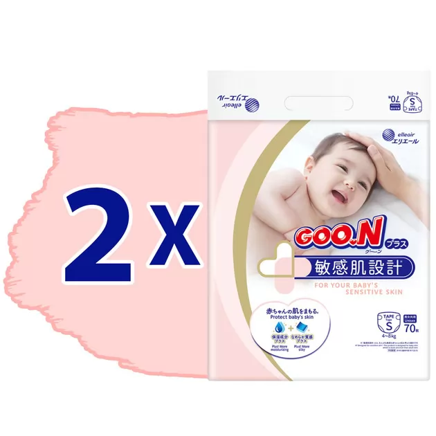 Подгузники Goo.N Plus для детей (размер 2(S), 4-8 кг, 140 шт)