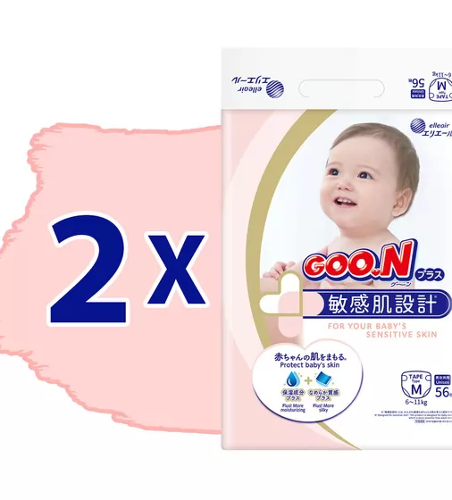 Подгузники Goo.N Plus для детей (размер 3(M), 6-11 кг, 112 шт) - 21000628-2_2.jpg - № 2