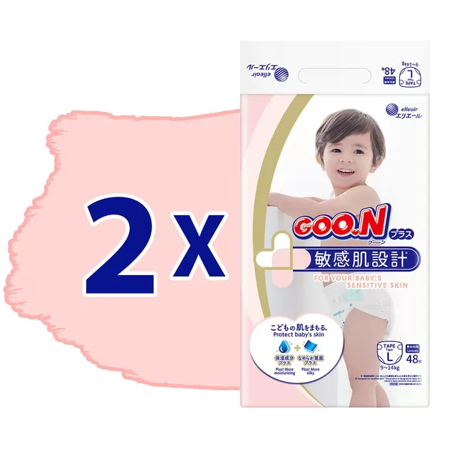 Подгузники Goo.N Plus для детей (размер 4(L), 9-14 кг, 96 шт)