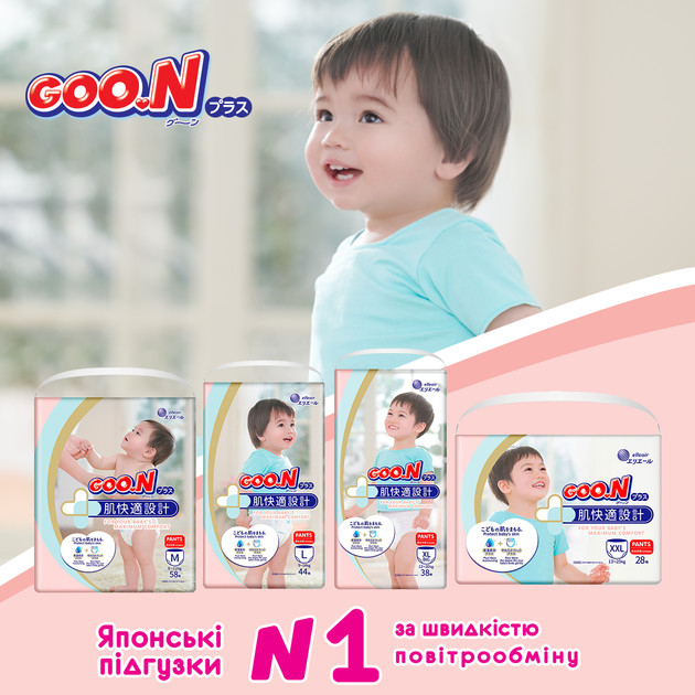 Трусики-подгузники Goo.N Plus для детей (размер 5(XL), 12-20 кг, 76шт)