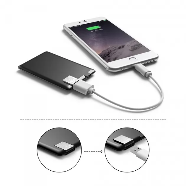Портативная Батарея Xoopar - Power Card (Чёрная, 1300 Ма*Ч)