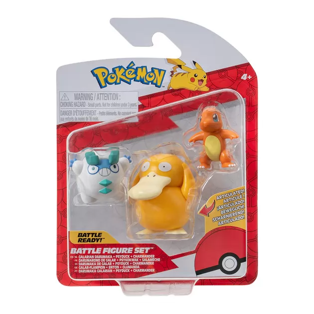 Набор игровых фигурок Pokemon W19 - Чармандер, Галарский Дарумака, Псайдак