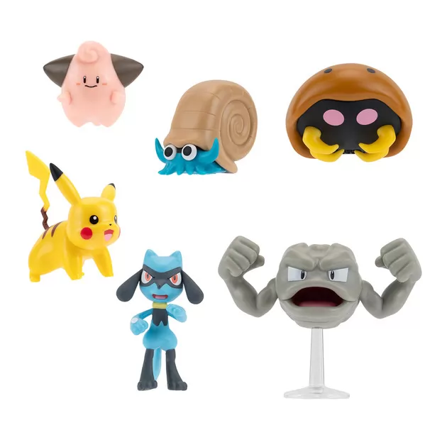Набор игровых фигурок Pokemon W7 - Пикачу, Клеффа, Риолу, Геодуд, Оманайт, Кабуто
