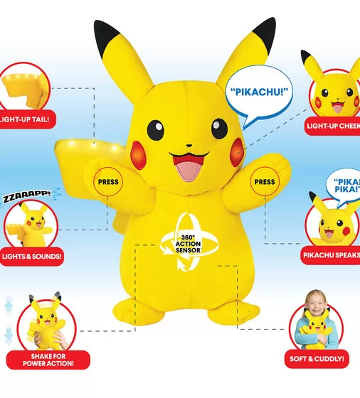 Интерактивная мягкая игрушка Pokemon - Пикачу (25 cm.) - PKW4185_4.jpg - № 4