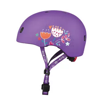 Защитный шлем Micro - Фиолетовый с цветами (48–53 cm, S)