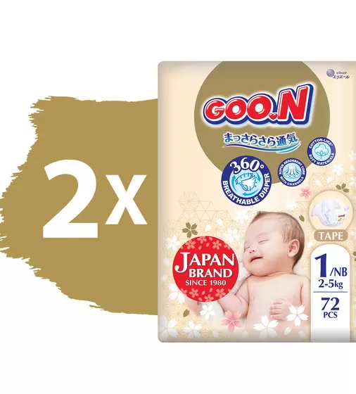 Подгузники GOO.N Premium Soft для новорожденных (размер 1(NB), до 5 kg, 144 шт.) - F1010101-152-2_2.jpg - № 2