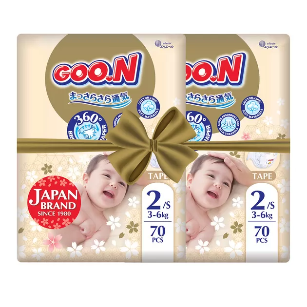 Подгузники GOO.N Premium Soft для детей (размер 2(S), 3-6 kg, 140 шт.)