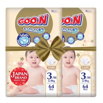 Подгузники GOO.N Premium Soft для детей (размер 3(M), 5-9 kg, 128 шт.)
