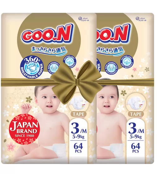 Подгузники GOO.N Premium Soft для детей (размер 3(M), 5-9 kg, 128 шт.) - F1010101-154-2_1.jpg - № 1