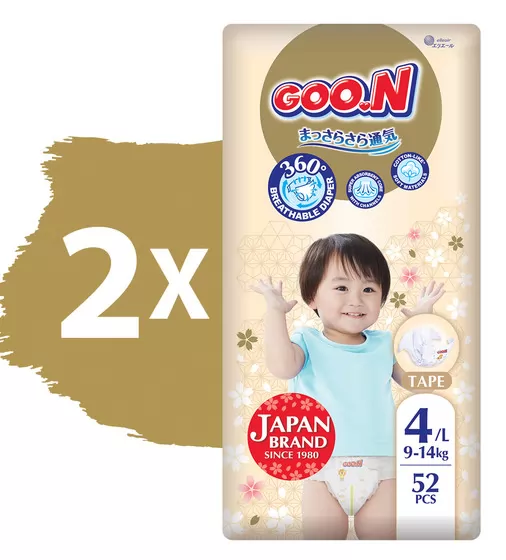 Подгузники GOO.N Premium Soft для детей (размер 4(L), 9-14 kg, 104 шт.) - F1010101-155-2_2.jpg - № 2