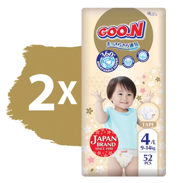 Подгузники GOO.N Premium Soft для детей (размер 4(L), 9-14 kg, 104 шт.)