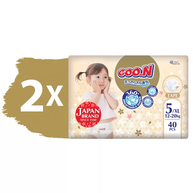 Подгузники GOO.N Premium Soft для детей (размер 5(XL), 12-20 kg, 80 шт.)