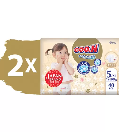 Подгузники GOO.N Premium Soft для детей (размер 5(XL), 12-20 kg, 80 шт.) - F1010101-150-2_2.jpg - № 2
