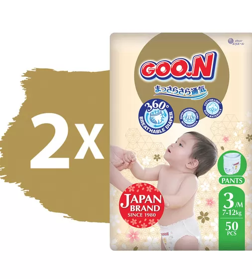 Трусики-подгузники GOO.N Premium Soft для детей (размер 3(M), 7-12 kg, 100 шт.) - F1010101-156-2_2.jpg - № 2
