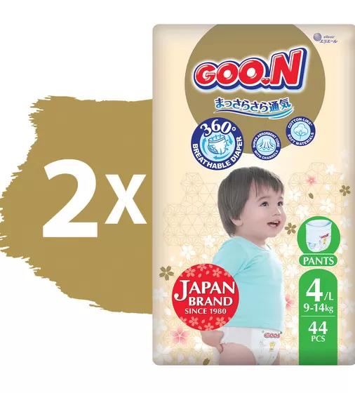 Трусики-подгузники GOO.N Premium Soft для детей  (размер 4(L), 9-14 kg, 88 шт.) - F1010101-157-2_2.jpg - № 2