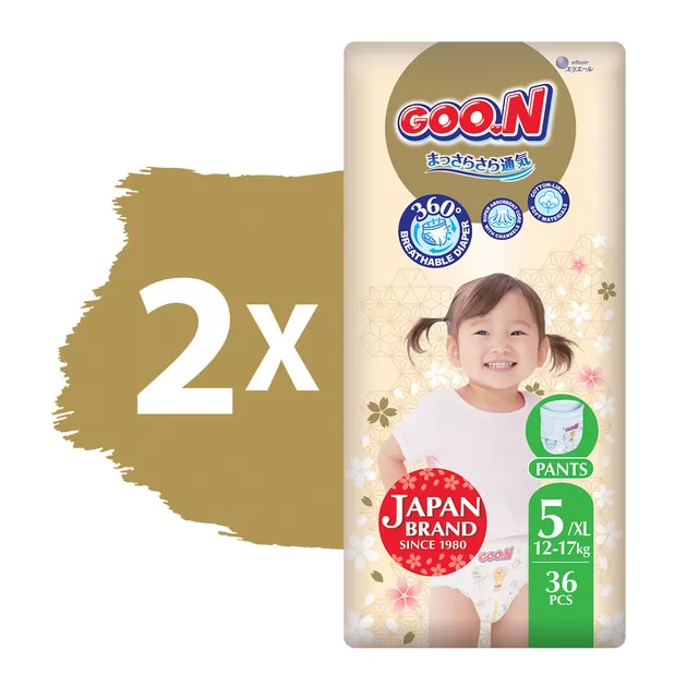 Трусики-подгузники GOO.N Premium Soft для детей (размер 5(XL), 12-17 kg, 72 шт.)