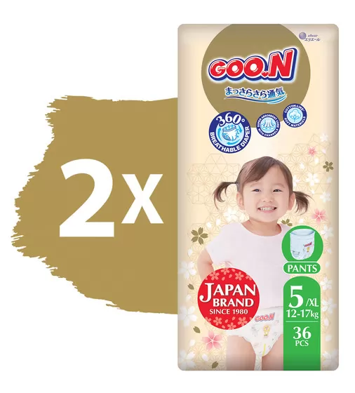 Трусики-подгузники GOO.N Premium Soft для детей (размер 5(XL), 12-17 kg, 72 шт.) - F1010101-158-2_2.jpg - № 2