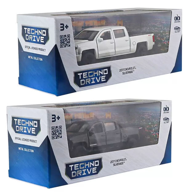 Автомодель - Chevrolet Silverado 2017 (перламутрово-белый, черный)