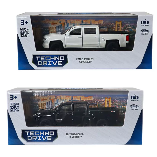 Автомодель - Chevrolet Silverado 2017 (перламутрово-белый, черный)