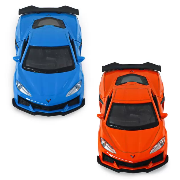 Автомодель - Chevrolet Corvette Z06 2023 (оранжевый, светло-голубой)