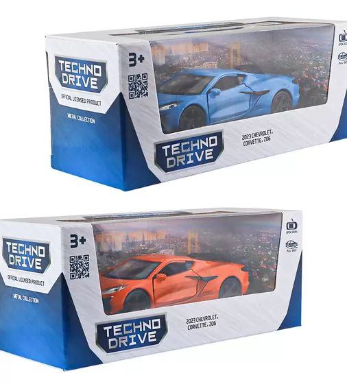 Автомодель - Chevrolet Corvette Z06 2023 (оранжевый, светло-голубой) - 250383W_15.jpg - № 15