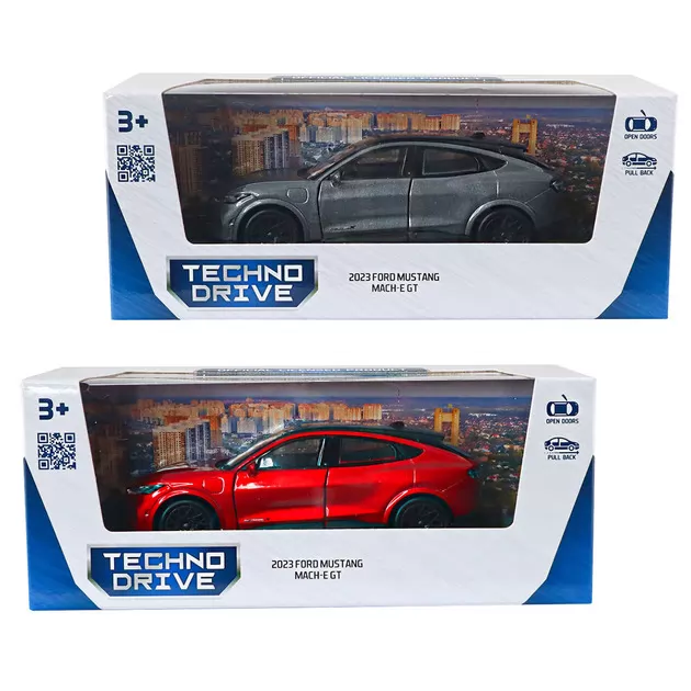 Автомодель - Ford Mustang Mach-E GT 2023 (красный, серебристо-серый)