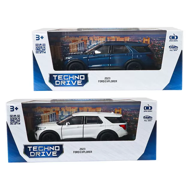 Автомодель - Ford Explorer 2023 (перламутрово-белый, голубой металлик)