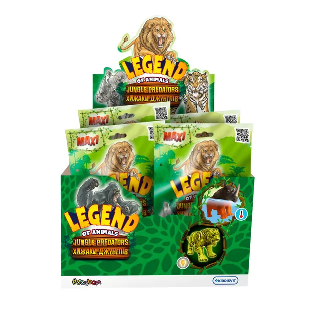 Дисплей стретч-игрушек в виде животного Legend of animals Макси – Хищники джунглей (12 шт.)