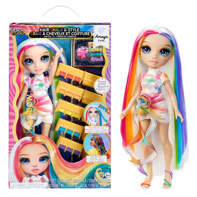 Игровой набор с куклой Rainbow High серии Мелки для волос и стиль – Амая