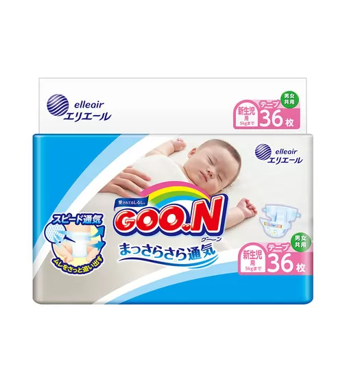 Подгузники Goo.N для новорожденных до 5 Кг (SS, На Липучках, Унисекс, 36 Шт) - 853764_1.jpg - № 1
