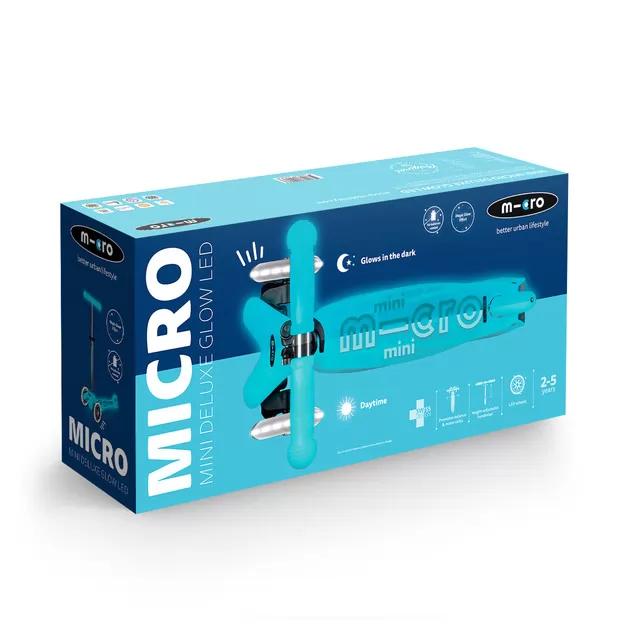 Самокат Micro серии Mini Deluxe Glow LED" - Арктический синий"