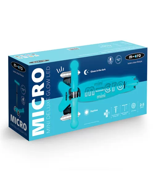 Самокат Micro серии Mini Deluxe Glow LED" - Арктический синий" - MMD215_11.jpg - № 11
