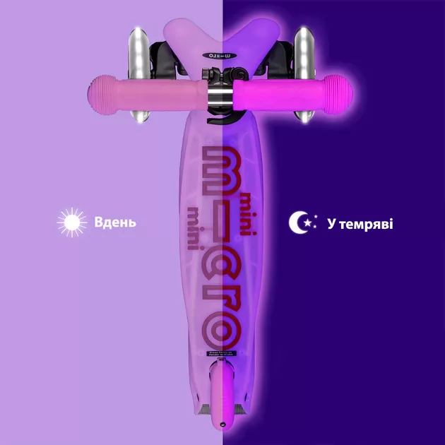Самокат Micro серии Mini Deluxe Glow LED" - Морозный розовый"