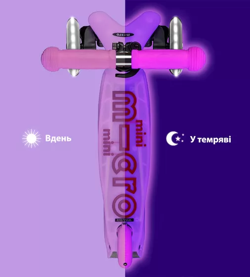 Самокат Micro серии Mini Deluxe Glow LED" - Морозный розовый" - MMD217_6.jpg - № 6