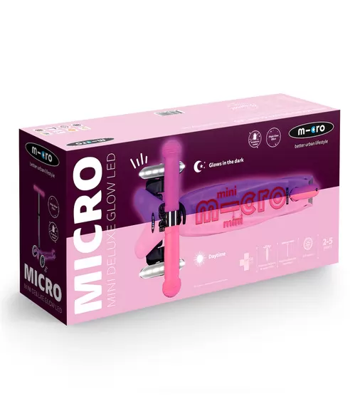 Самокат Micro серии Mini Deluxe Glow LED" - Морозный розовый" - MMD217_11.jpg - № 11