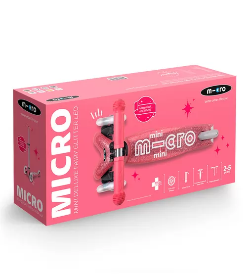 Самокат Micro серии Mini Deluxe Fairy Glitter LED" - Розовый" - MMD208_11.jpg - № 11