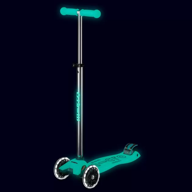 Самокат Micro серии Maxi Deluxe Glow LED" - Желейный зеленый"