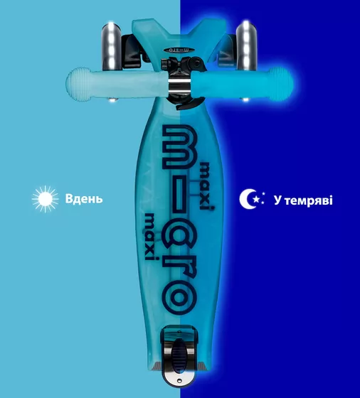 Самокат Micro серии Maxi Deluxe Glow LED" - Синий хрусталь" - MMD366_6.jpg - № 6