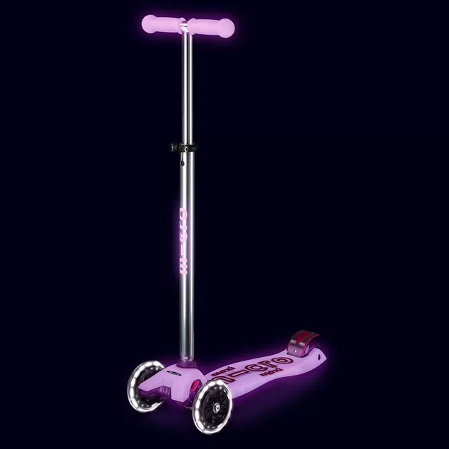 Самокат Micro серии Maxi Deluxe Glow LED" - Сияюще-пурпурный"