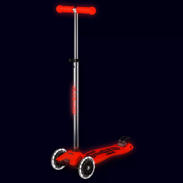Самокат Micro серии Maxi Deluxe Glow LED" - Красная аура"