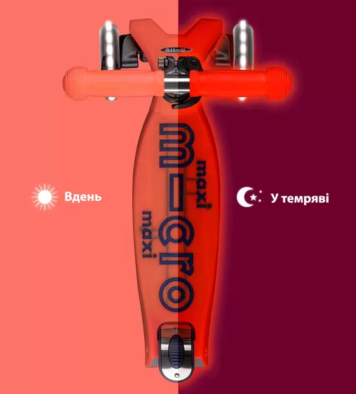 Самокат Micro серии Maxi Deluxe Glow LED" - Красная аура" - MMD368_6.jpg - № 6