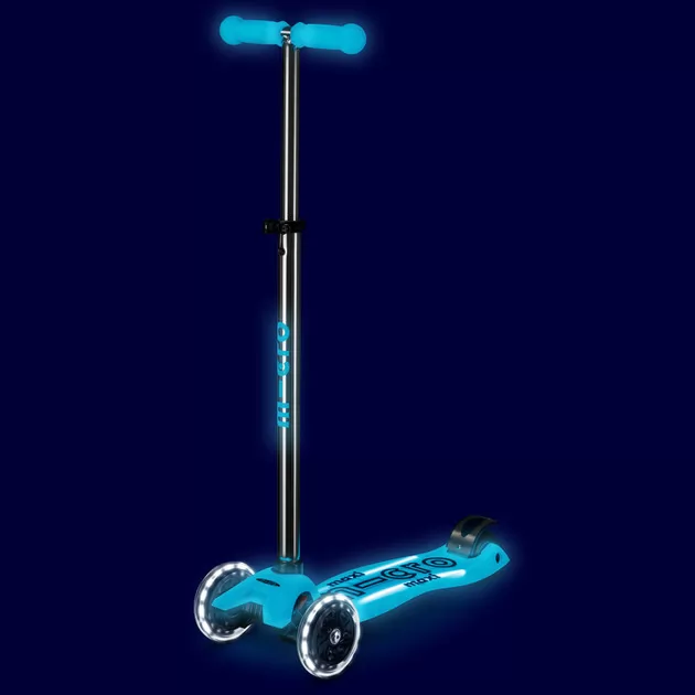 Самокат Micro серии Maxi Deluxe Glow LED Plus" - Синий хрусталь"